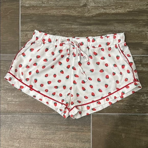 REVOLVE PLUSH White and Red Strawberry Pajama Shorts - Picture 1 of 6